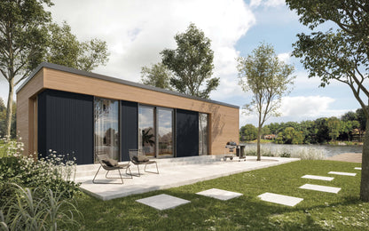 Modern house with exterior wall panel cladding 