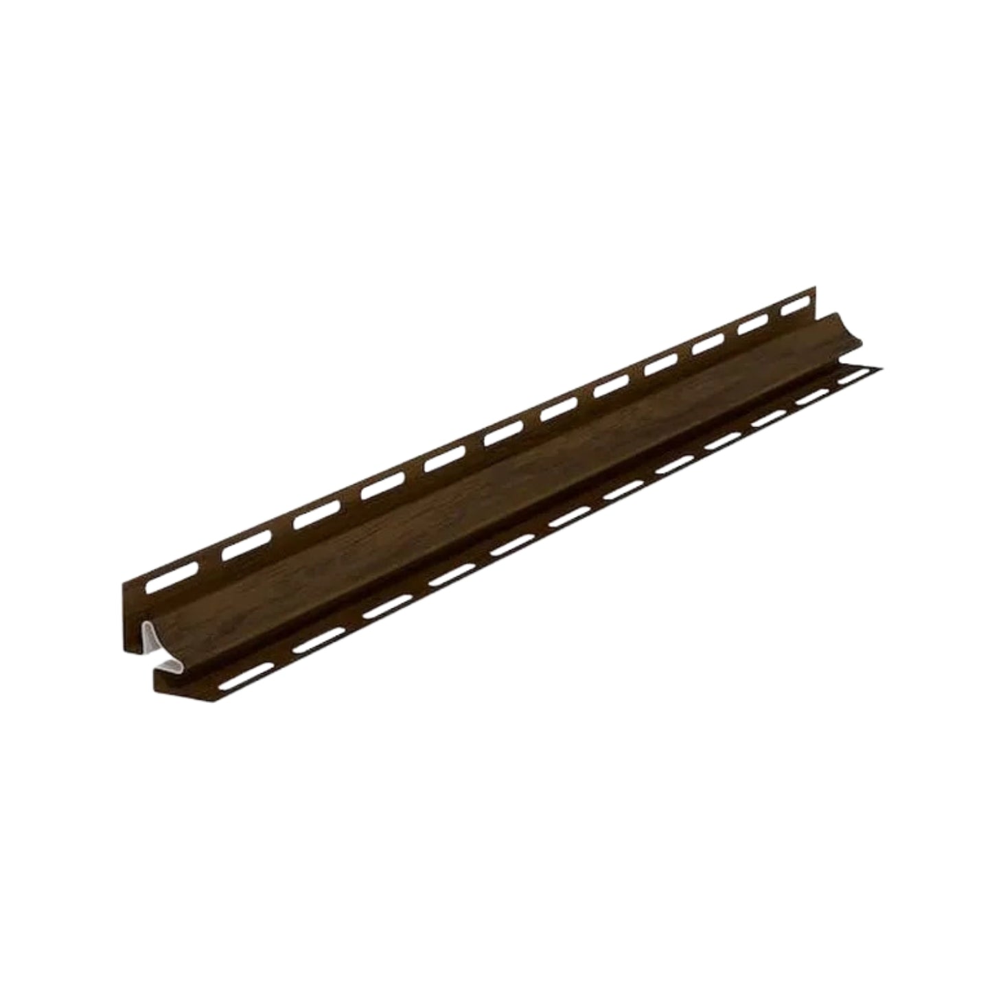 Internal corner trim for vilo Fronto cladding boards in colour walnut.
