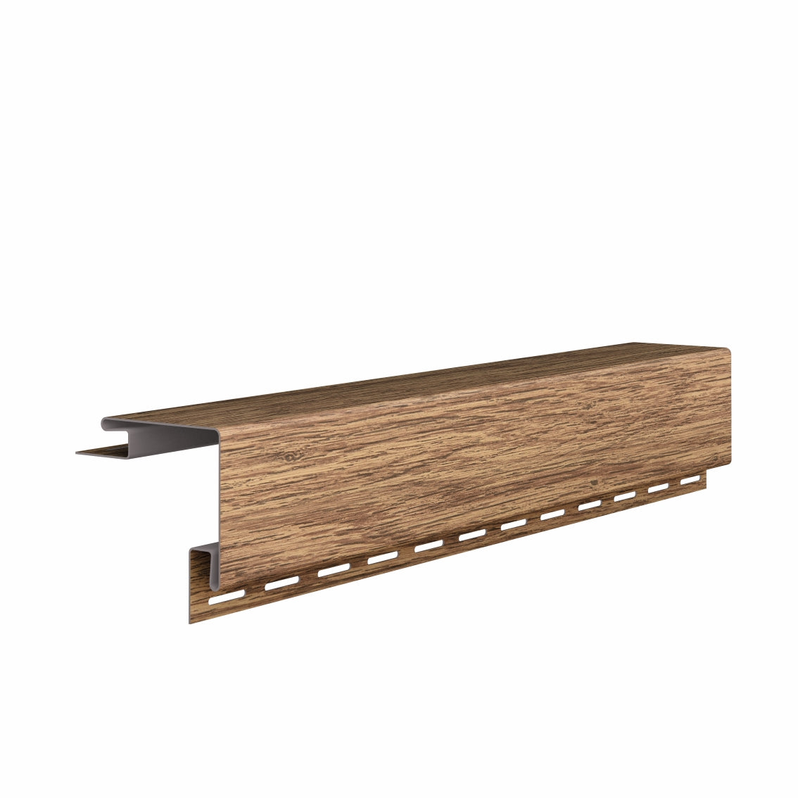 External corner trim for vilo Fronto cladding boards in colour honey oak.