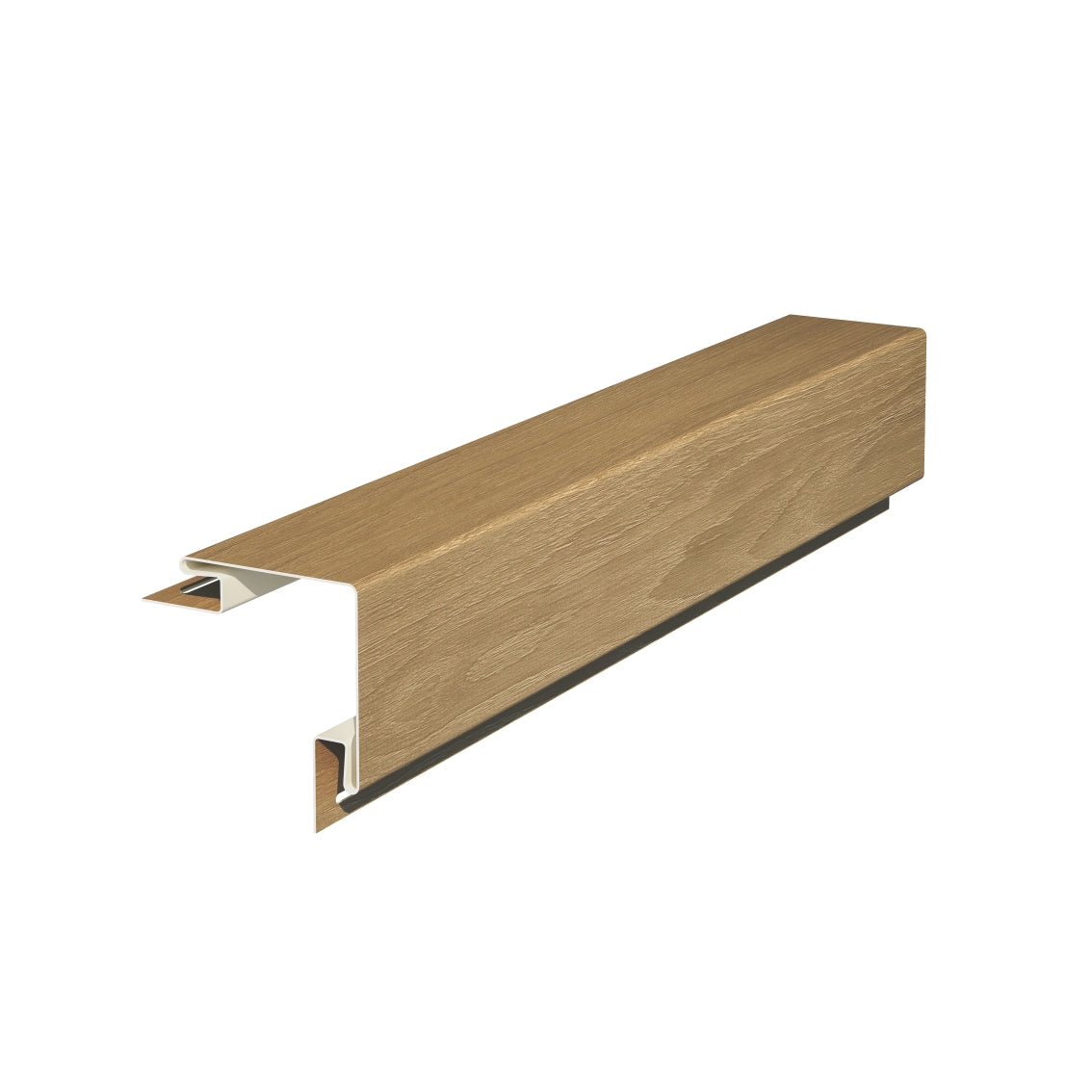 External corner trim for vilo Fronto cladding boards in colour oak.