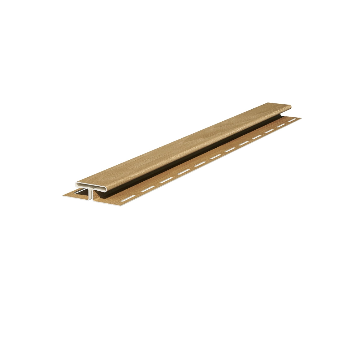 Center joint trim for vilo Fronto cladding boards in colour oak.