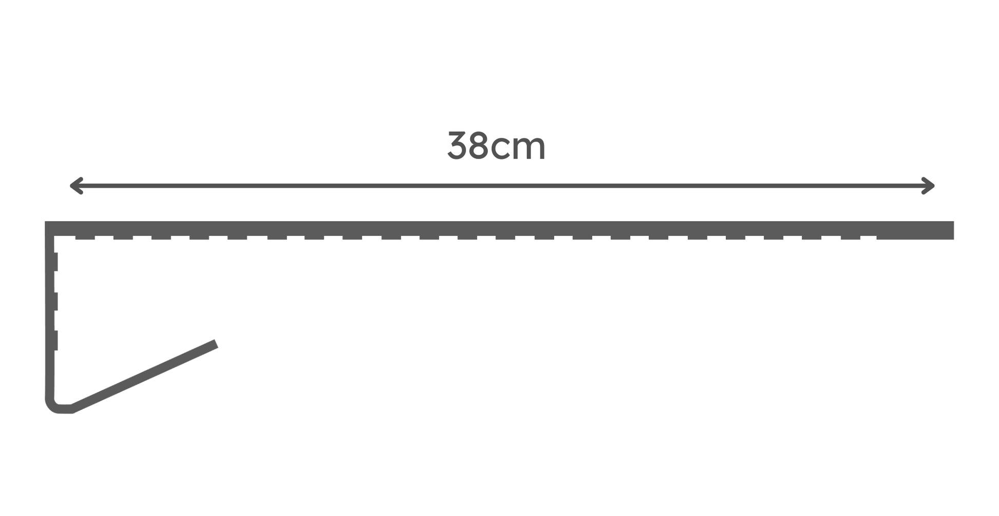 Technical drawing of 38cm vilo windowsill overlay